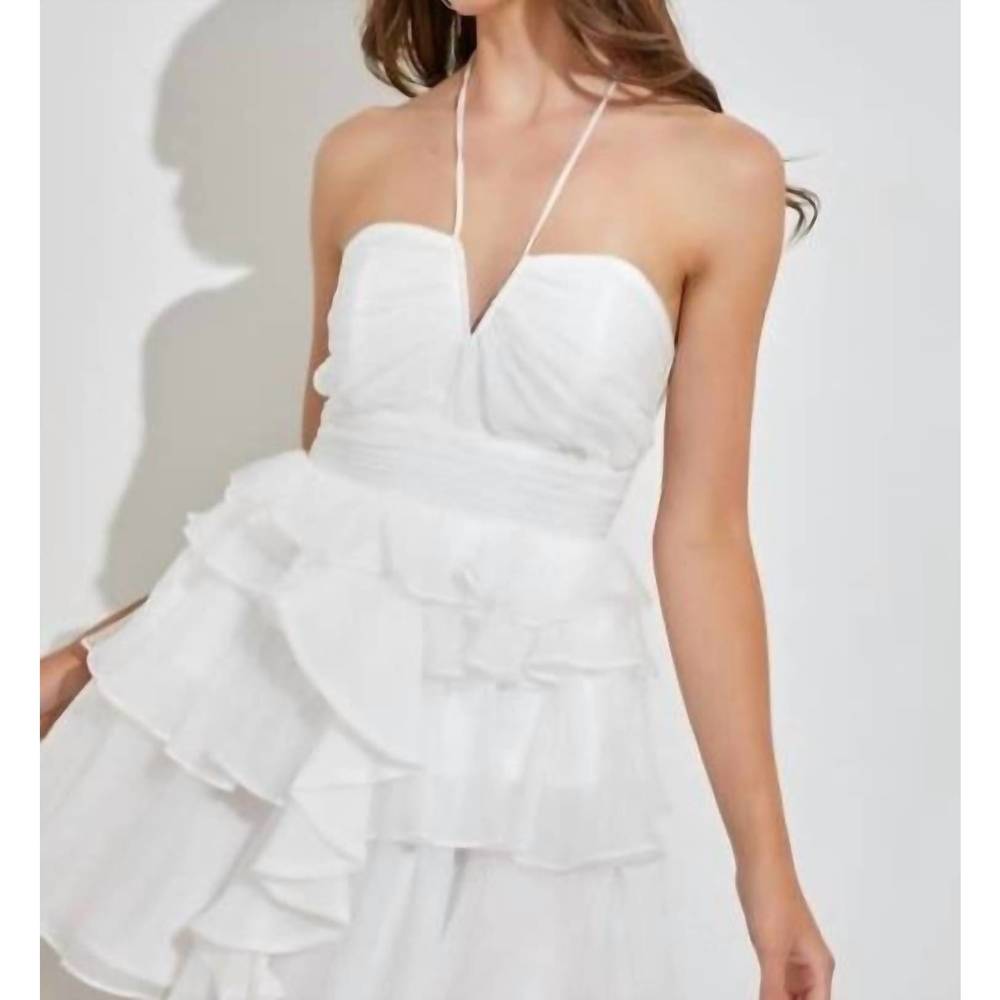 NEW DO+BE unbalance ruffle dress in white